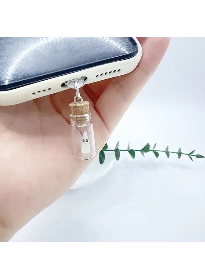 Glow In The Dark Ghost Bottle Phone Charm DIY Dust Plug For Iphone 5 14 Pro Max - Image 5